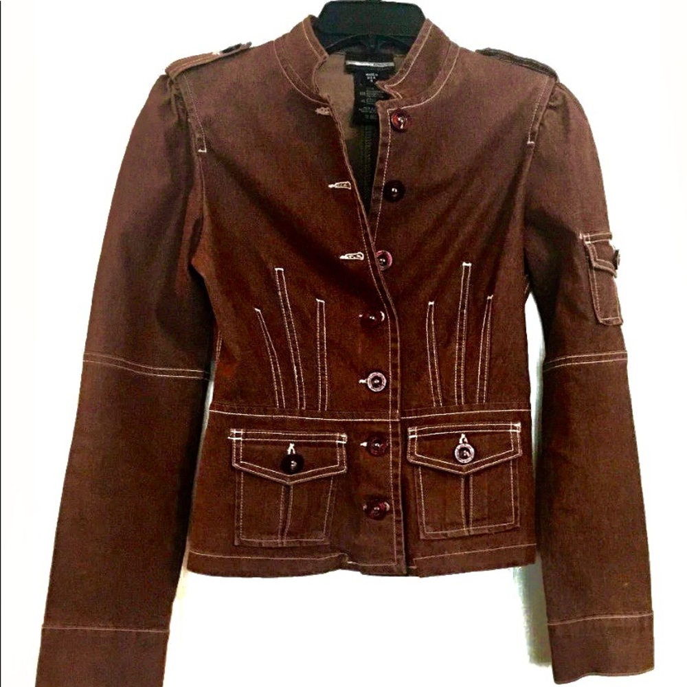 BEBE Women Denim Brown Jacket - Size S